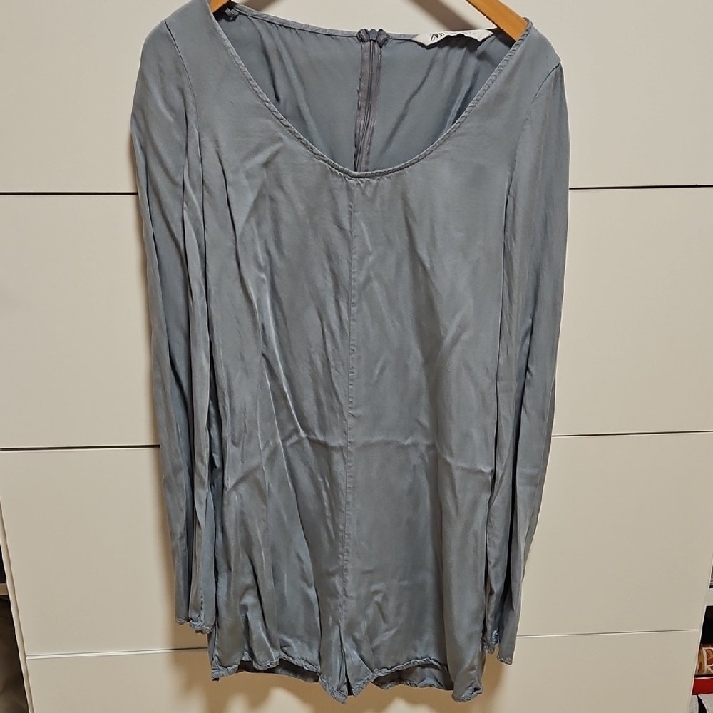 Gray Long-Sleeve Romper
